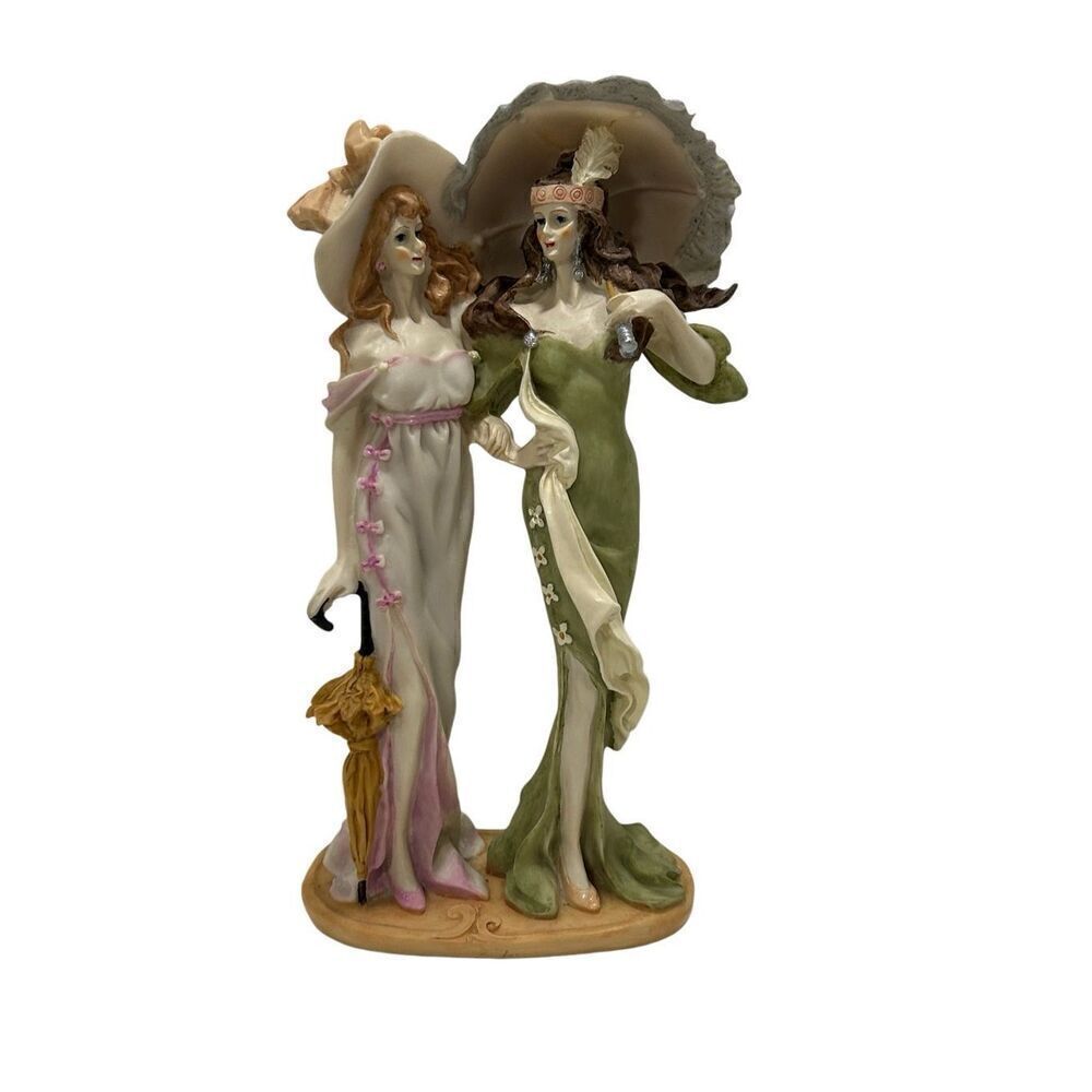 Vtg Mirella Collection Figurine 5.5"x 10.5" Multi Hand-Painted Southern Belles